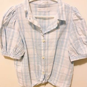 Zara puffer sleeve blouse